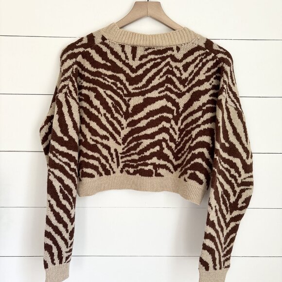 Princess Polly NWT brown and tan patterned button down cardigan sweater - Picture 3 of 3